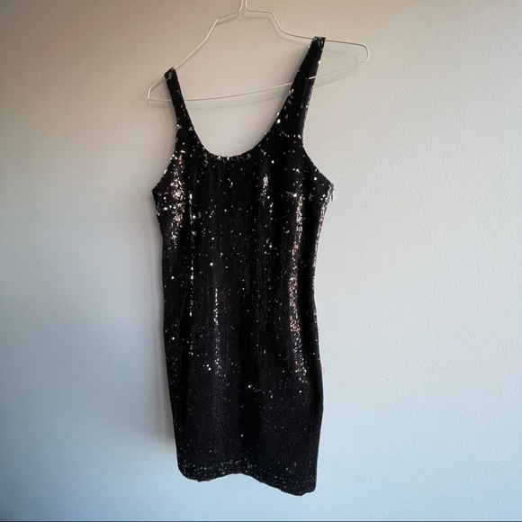 Black Sequin Mini Dress - Picture 2 of 9